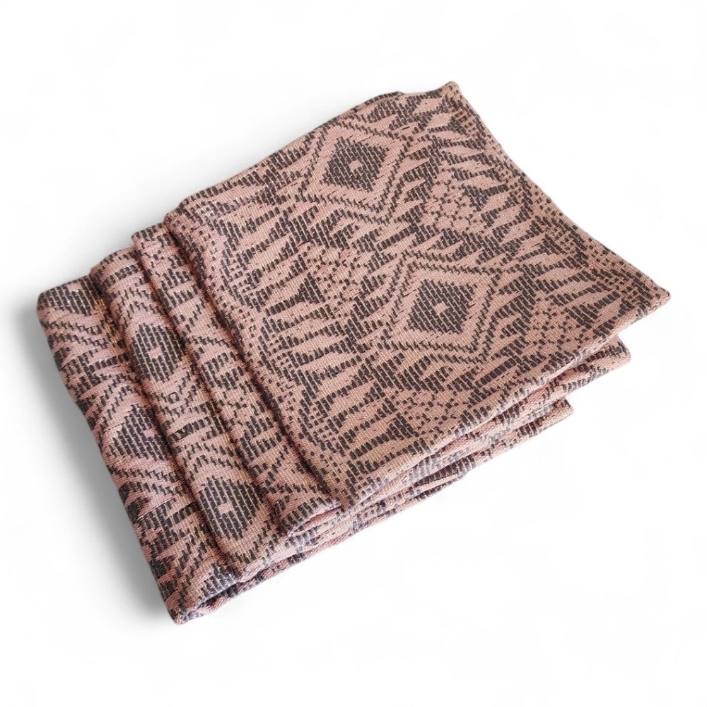 Anthropologie Square Cloth Napkins Pink & Gray